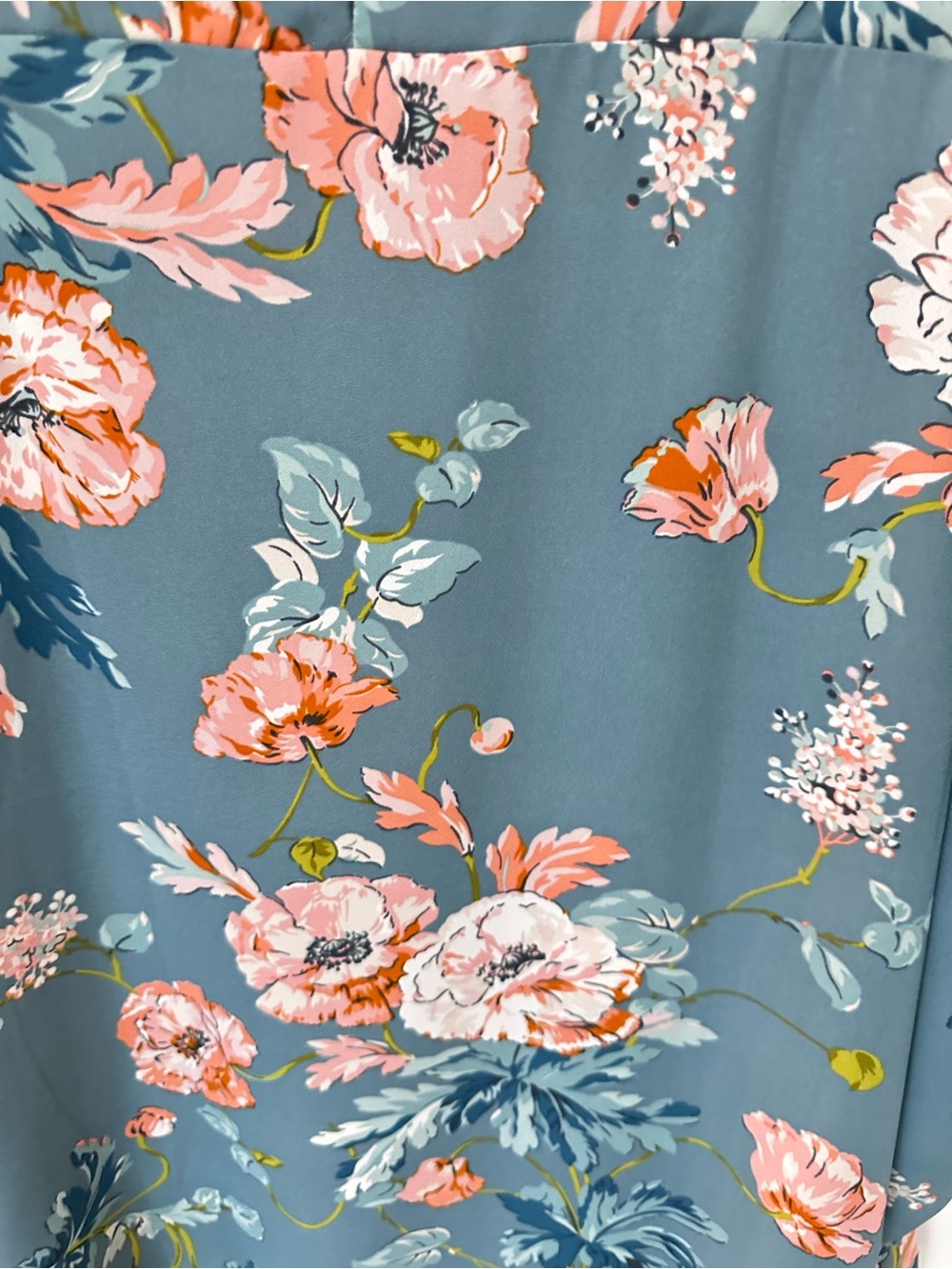 Loft L Blue floral polyester feminine workwear boho chic cottagecore blouse - Picture 12 of 13